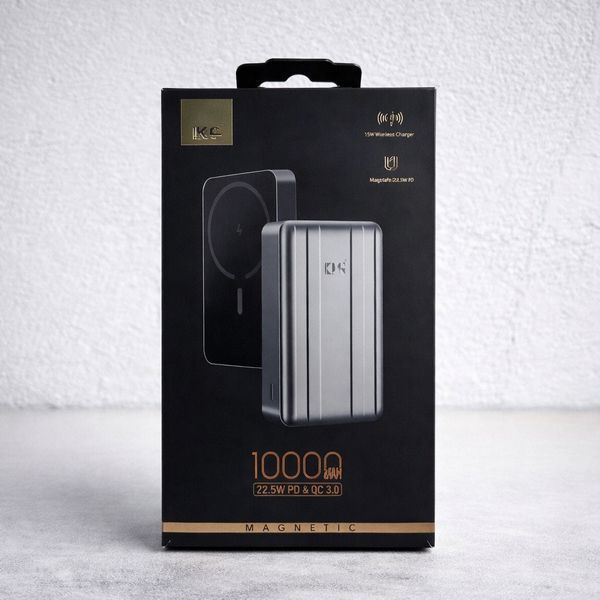 Power Bank King Power WPG-104 Magnetic 10000 mAh з бездротовою зарядкою MagSafe та швидкою зарядкою QC 3.0 / PD 22.5W WPG104 фото