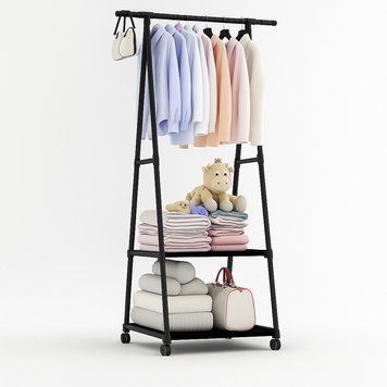 Пересувна підлогова вішалка для одягу THE NEW COAT RACK Чорний NRACK12 фото