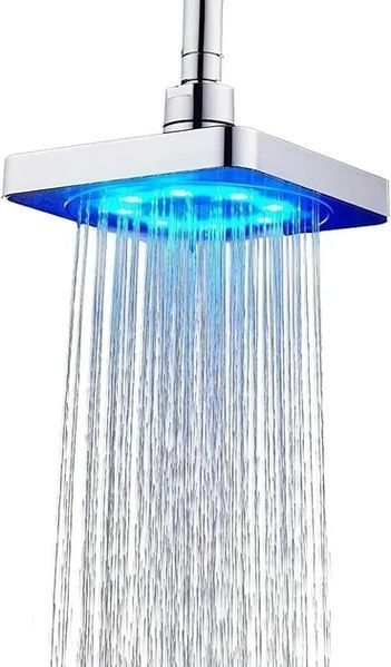 Лійка насадка для душу з LED-підсвіткою RGB світлодіодна, квадратна 150 мм LED Shower head AND XL-902 XL902  фото