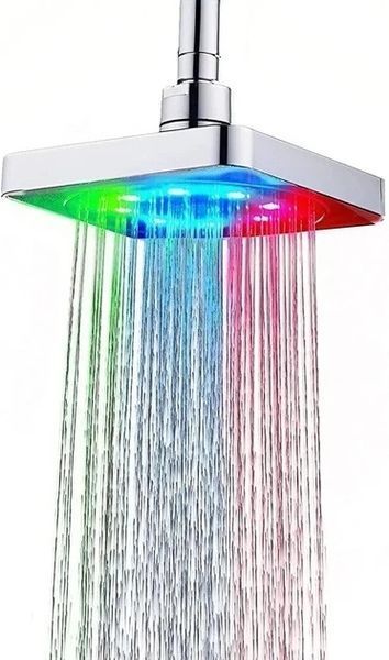 Лійка насадка для душу з LED-підсвіткою RGB світлодіодна, квадратна 150 мм LED Shower head AND XL-902 XL902  фото