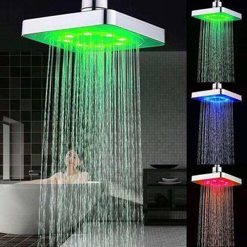 Лійка насадка для душу з LED-підсвіткою RGB світлодіодна, квадратна 150 мм LED Shower head AND XL-902 XL902  фото