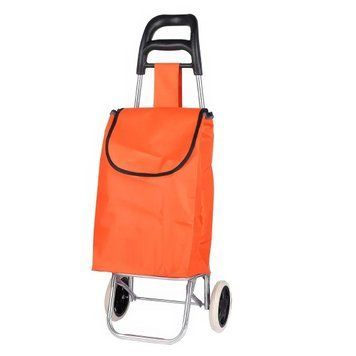 Сумка-візок Велика для продуктів на колесах із ручкою SKK-02 50х30х18 см Тачка Кравчучка Жовтогарячий ORANSK02 фото