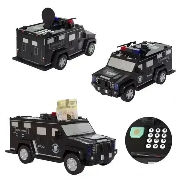 УЦІНКА! Електронна скарбничка-сейф Машина поліції CASH TRUCK 143 з кодовим замком (Плохе паковання 3303) CT3303 фото