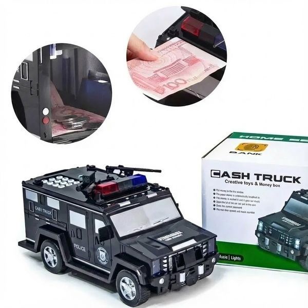 УЦІНКА! Електронна скарбничка-сейф Машина поліції CASH TRUCK 143 з кодовим замком (Плохе паковання 3303) CT3303 фото