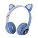 Навушники з котячими вушками бездротові та RGB-підсвіткою FM радіо, micro SD Cat MZ-023 Сині BLUEMZ023 фото 1