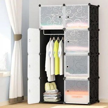 Пластикова складана шафа Storage Cube Cabinet 75х37х145 см Чорний збірний органайзер для одягу NN10058 фото