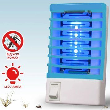 Лампа від комарів Night Lamp Біло Блакитна антимоскітна електрична пастка комах від мережі NIG220 фото