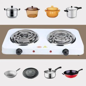 Електрична настільна плита дві конфорки Hot Plate HP-JX2020B спіральний тен, 2 кВт, 5 режимів Білий UKG NNJX2020B фото