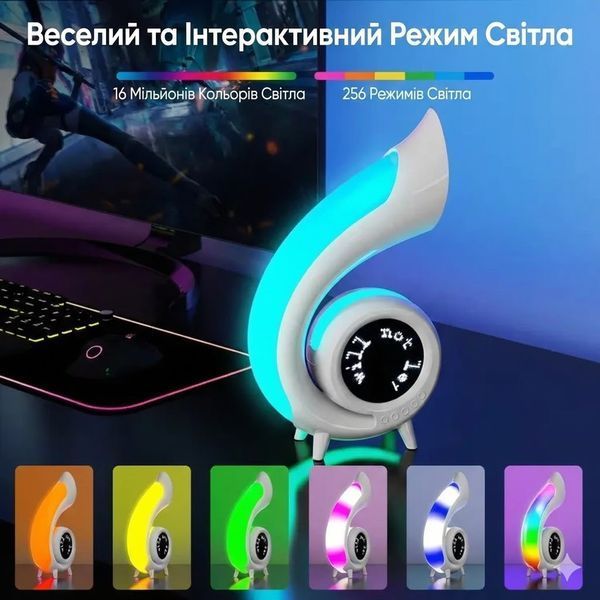 Багатофункціональна Bluetooth-колонка з LED-дисплеєм, будильником, годинником і RGB-підсвіткою Abyss G69 Pro Lyrics G69PR фото