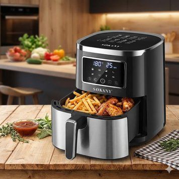 Аерофритюрниця Sokany SK 10052 1700W Аерогриль безоливна мультипіч для приготування без олії 7 л із сенсорним керуванням SK10052 фото