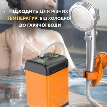 УЦІНКА! Портативний душ 3.7 В з дисплеєм температури, фільтром і регулюванням напору (Плохе паковання 3529) 3529 фото