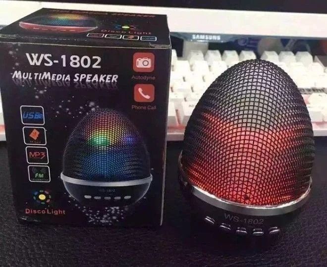 Акумуляторна бездротова портативна колонка WS-1802 з функцією Bluetooth, FM радіо, зі світломузкою WS1802 фото