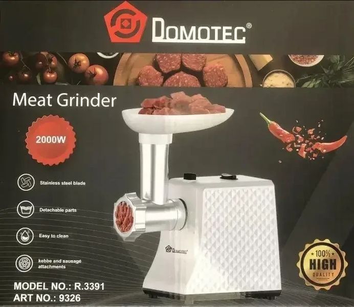 Багатофункціональна М'ясорубка кухонна Domotec R3391 (2000 Вт):Фарш ковбаски подрібнення R3391 фото