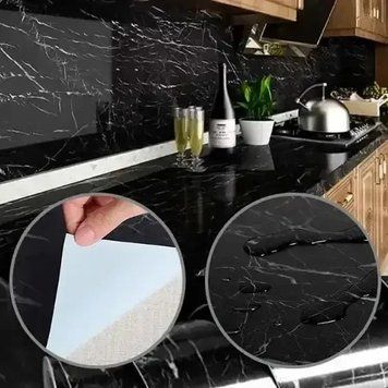 Самоклейна плівка 5 м Чорна Мармур для Кухні Kitchen Sticker Мармурова Наклейка 3 м на 60 см STIK360 фото