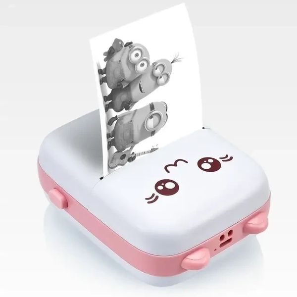 Портативний Рожевий міні принтер 1 рулон Mini Printer термопринтер кишеньковий дитячий принтер термо принтер PINK570 фото