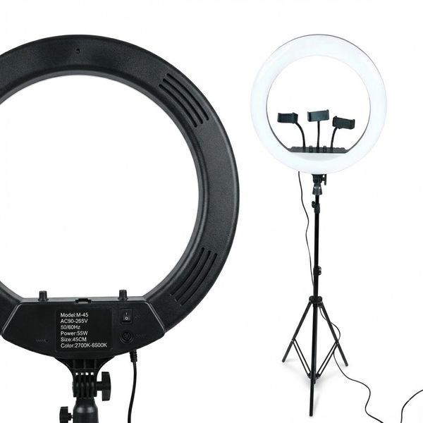 Кільцева LED-лампа RL-18 46 см з тримачами для телефонів і пультом NRL18 фото