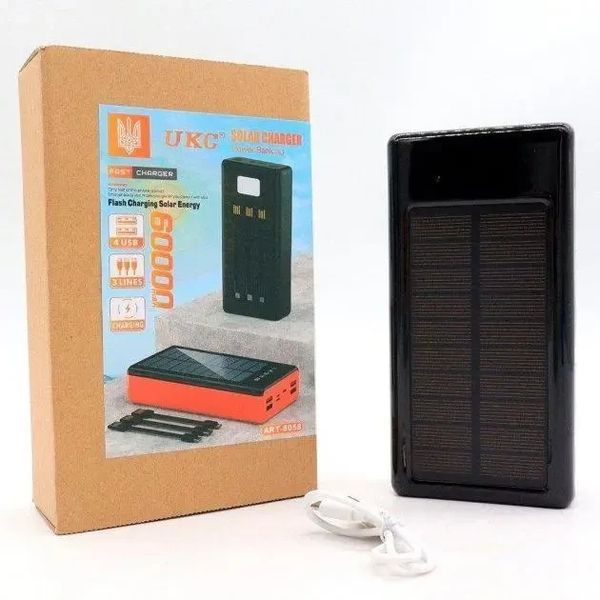 Потужний портативний Powerbank UKC 8058 Solar Charger 60 000MAh, із сонячною панеллю, кабелями та ліхтариком UKC8058  фото