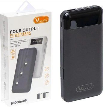 Павербанк 5000 mAh вбудовані кабелі USB, micro USB, Type-C, Lightning з Підставкою для телефона, Портативна NN66 фото