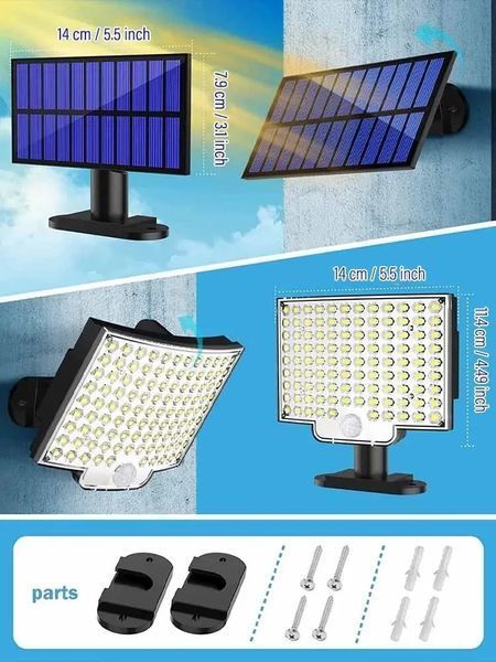Світильник на сонячній батареї з датчиком руху Solar wall lamp BL-104-SMD SMD104 фото