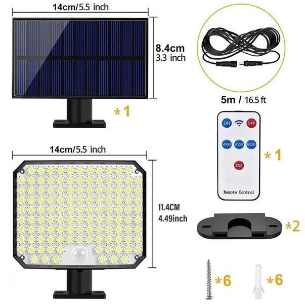 Світильник на сонячній батареї з датчиком руху Solar wall lamp BL-104-SMD SMD104 фото