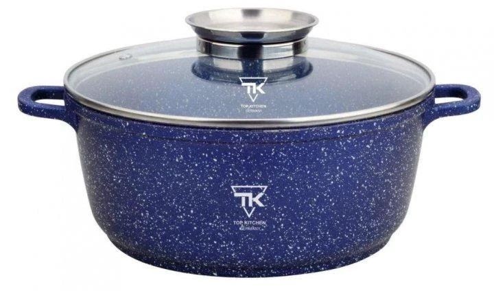 Каструля казан із мармуровим антипригарним покриттям 24 см 4,2 л Top Kitchen TK00052 Синій NNTK00052 фото